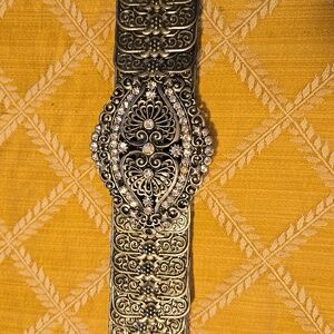Ornate Silver Belt with Intricate Design